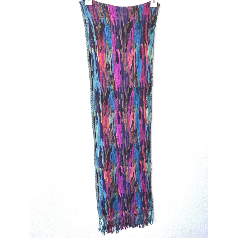 Vibrant‎ Abstract Statement Boho Stripe Scarf Silk Viscose Blend Made In India